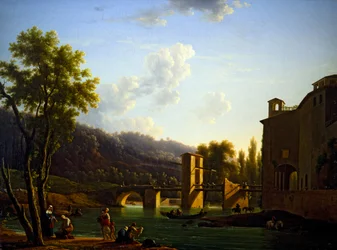 Vista de uma ponte em Sora (óleo sobre tela)