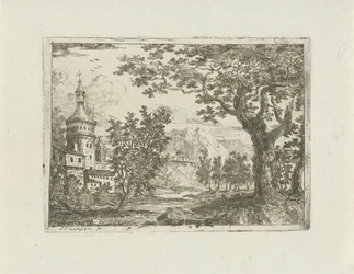 Paisagem com torre redonda