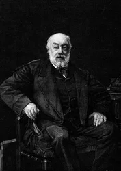Retrato de Gustave Nadaud (1820-1893), cantor francês. Gravura após a pintura de Jean Joseph Weerts (1849-1927). Em "O Mundo Ilustrado" n°1252 de 26 de março de 1881.