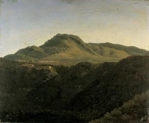 Uma vista do Campagna romano, com o lago Nemi