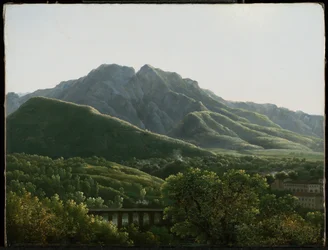 Vista da ponte e da cidade de Cava, Reino de Nápoles