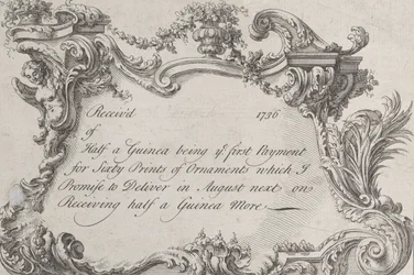 Cartão comercial para Frazer, Impressora do Exército, Papelaria e Encadernador, 1736.