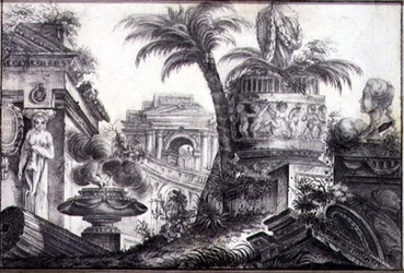 An Architectural Fantasy, c.1760 (carvão e lápis sobre papel)