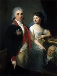 Retrato do autor e estadista Ivan M. Muravyev-Apostol com a Filha (Retrato do autor e estadista Ivan M. Muravyev-Apostol com a Filha) - Pintura de Jean Laurent Monnier (1743 ou 1746-1808), óleo sobre tela
