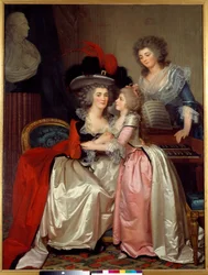 Retrato de família Família Família da nobreza, mãe, filha e próxima. Pintura de Jean Laurent Mosnier (1743/4-1808)