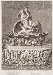 Fonte com dois cupidos e um cisne, projetado por Jean-Baptiste Tuby, em Versalhes, 1677
