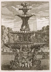 Prato de fontes e jatos de água no estilo italiano, 1661