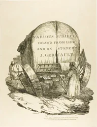 Uma carroça puxada por cavalos, página de título para vários temas desenhados a partir da vida e em pedra (The English Suite)