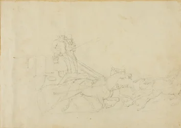 Carruagem puxada por quatro cavalos a galope