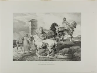 Cavalos a caminho de uma feira, placa 3 de Vários temas desenhados da vida e em pedra (A Suite Inglesa)
