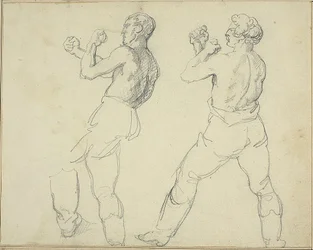 Dois pugilistas virados para a esquerda
