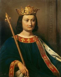Retrato de Filipe IV, o Belo (1268 - 1314), rei de França. Pintura de Jean-Louis Bezard (1799-1881).