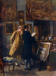 Um artista mostrando seu trabalho, c1850, 1912.