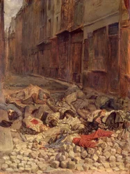 Barricada na Rue de la Mortellerie, Junho de 1848 (Memória da Guerra Civil) 1849 (óleo sobre tela)