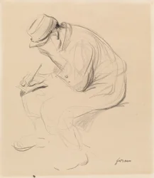 Le Poilu French Soldier Writing Home, c. 1900.
