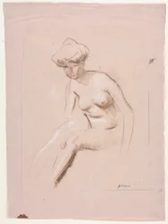 Nu sentado, quarto trimestre de 1800 ou primeiro terceiro de 1900.