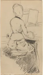 Jovem Mulher Sentada em um Piano [recto], c. 1890.
