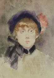 Jovem mulher em um chapéu azul, 1883 (wc)