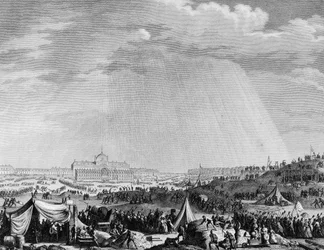 Revolução Francesa: Obras dos Champs de Mars em Paris para a festa da Federação em 14 de julho