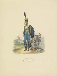 Hussard holandês, 1815
Hussard Troupe Belge en 1815 (título sobre o objecto)
