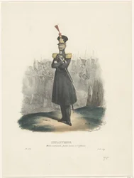 Oficial da Milícia Nacional, 1829 (título no objeto) Trajes belgas: antigos e modernos, militares, civis e religiosos, 1830 (título da série)