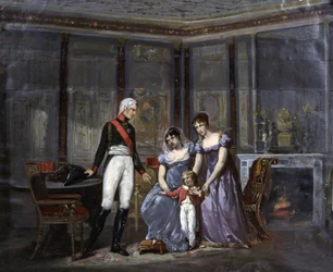 A imperatriz Josefina apresenta a sua filha Hortênsia e o seu neto Luís Napoleão ao czar Alexandre