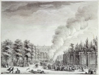 Revolução Francesa: "Modelo do Papa queima no Palais-Royal, 6 de Abril