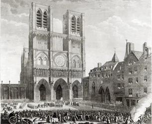 Thomas de Mahy (1744-1790) Marquês das Favras Fazendo Honorável Antes de Notre-Dame, gravado por Pierre Gabriel Berthault (1737-1831) 1790