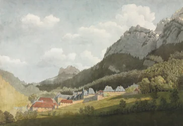 Paisagem da Grande Chartreuse, finais dos anos 1700-1800 (aguarela com grafite)