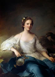Retrato de Charlotte Louise de Rohan - Guemenee, Princesa de Masseran, Marquesa de Crevecoeur (1722-?) representada em Hebe Pintura por Jean Marc (Jean-Marc) Nattier (1685-1766) 1738 Sol 1,25x0,97 m