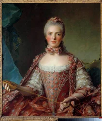 Retrato de Madame Adelaide de France (1732-1800) fazendo nós Pintura de Jean-Marc (Jean Marc) Nattier (1685-1766) 1756 Sol 1,26x0,96 m - Retrato de Madame Adelaide de France (1732-1800) fazendo nós de amarração. Pintura de Jean-Marc (Jean Marc) Nattier (16
