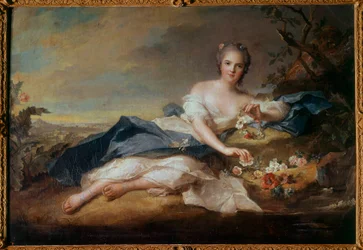 Retrato de Madame Henriette da França (1727-1752) em Flore, filha de Luís XV Pintura de Jean Marc (Jean-Marc) Nattier (1685-1766) 1742 Sol 0,96x1,51 m