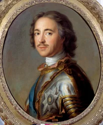 Retrato de Pedro I O Grande (1672-1725) czar da Rússia" Pintura de Jean Marc (Jean-Marc) Nattier (1685-1766) Sol do século XVIII 0,63 x 0,52 m - Retrato de Pedro I O Grande (1672-1725), czar da Rússia. Pintura de Jean Marc (Jean-Marc) Nattier (1685-176)