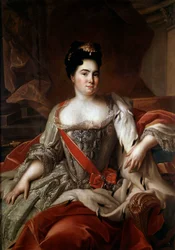 Retrato do Impresso Russo Catherine Iere (1684-1727), esposa de Pedro, a Grande Pintura de Jean Marc (Jean-Marc) Nattier (1685-1766) Museu Hermitage do século XVIII, São Petersburgo