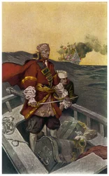 Retrato do pirata e bucaneiro galês Henry Morgan (1635-1688) Ilustração de J N Marchand (1883-1941) de "Sir Henry Morgan Buccaneer" 1903