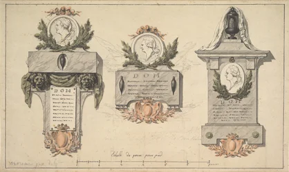 Três Desenhos para um Monumento Funerário ou Epitáfio, ca. 1770-90.