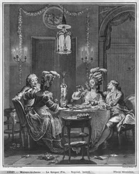 A Ceia Gourmet, gravada por Isidore Stanislas Helman (1743-1809) 1781