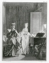 O cravo, ilustração de "La Nouvelle-Heloise", de Jean-Jacques Rousseau (1712-1778), gravada por Noel Le Mire (1724-1800) (ver também 208105)
