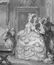 A Dama da Espera da Rainha, gravada por PA Martini (1739-97)