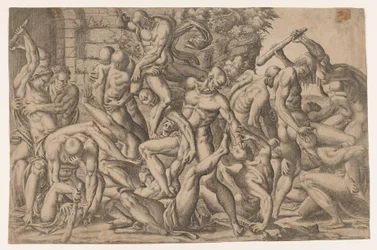 Combate de homens nus, 1535-55
