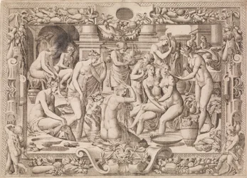 Mulheres a tomar banho, 1535-55.