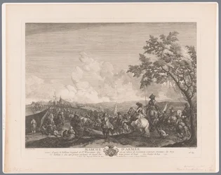 Soldados e comandantes num acampamento militar; Marcha do exército (título no objeto); Gravuras segundo pinturas de Philips Wouwerman (título da série); Obras do holandês Philips Wouwerman (título da série)