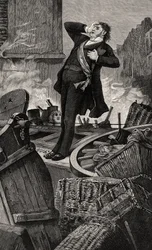 Morte de Baudin - ilustração da história de um crime, século XIX (gravura de bw)