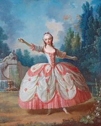 Retrato de Barbara Campanini (1721-1799), conhecida como La Barbarina (La Barberina) - Pintura de Jean Philippe Delaroche (1710-1767) - 1721 - Óleo sobre madeira - 68,5x56,5 - Coleção Particular