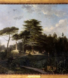 Le cedre du Liban du Jardin des Plantes em Paris Detalhe - Pintura de Jean Houel (1735-1813) Século 18 Sol 0,55x0,8 m Paris, Musee Carnavalet