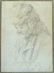 Voltaire (1694-1778) na velhice, 1769 (crayon no papel)