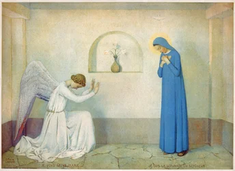 Anunciação à Virgem. (Gravura, cerca de 1920)