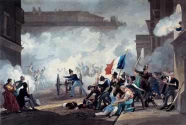 Revolução de 1830: Um estudante da Ecole Polytechnique apreendeu um canhão durante a captura do Palais-Royal em 28 de julho.