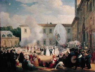 François René (1768-1848) Visconde de Chateaubriand, Recebendo a Grã-Duquesa Elena da Rússia (1807-73) nos Jardins da Villa Medici, 29 de abril de 1829, 1830