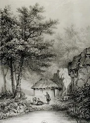 Jean-Jacques Rousseau (1712-1778) Cabine em Ermenonville, 1842